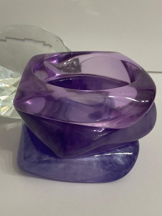 Jewelry - Acrylic Trendy Bangle Bracelets Asymmetric Set Purple